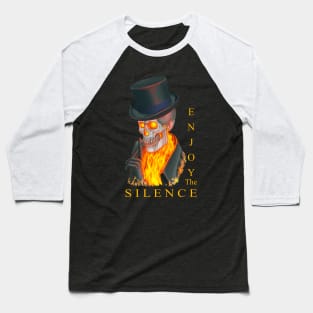 Burning skull in top hat Baseball T-Shirt